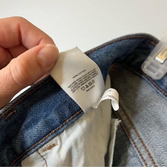 Express High Rise Medium Wash Cropped Distressed Button Fly Dad Jeans Size 4R - Picture 14 of 15